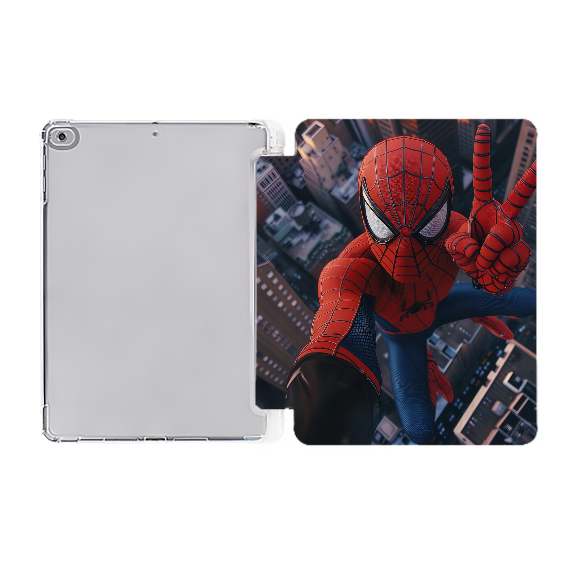 （画像用） Spider Man スパイダーマン IPad ケース ペン収納付き 三つ折りスタンド PUレザー×シリコン 対応機種9.5/10.5/10.9インチ